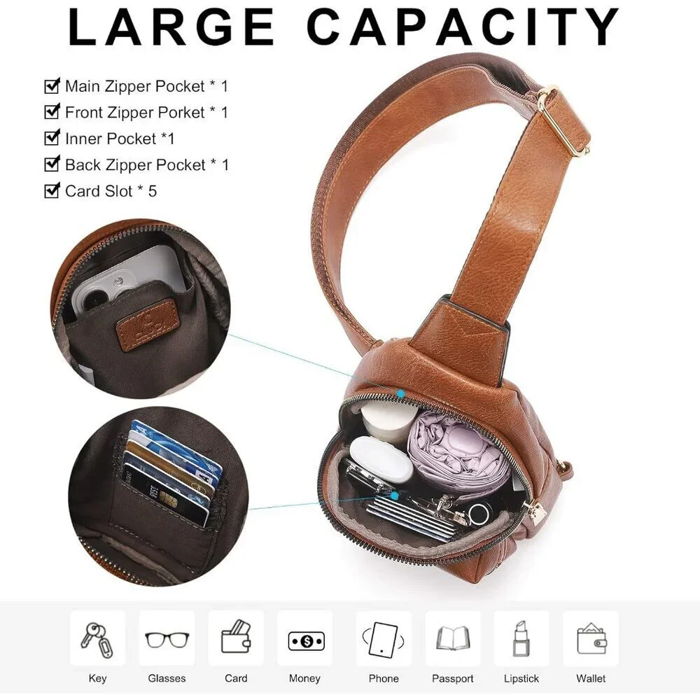 Women Small Faux Leather Crossbody Fanny Pack Pros for Travel ID